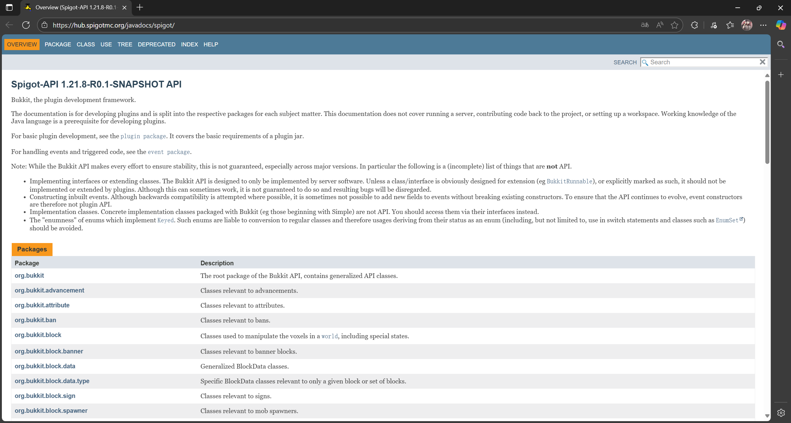 JavaDoc 界面