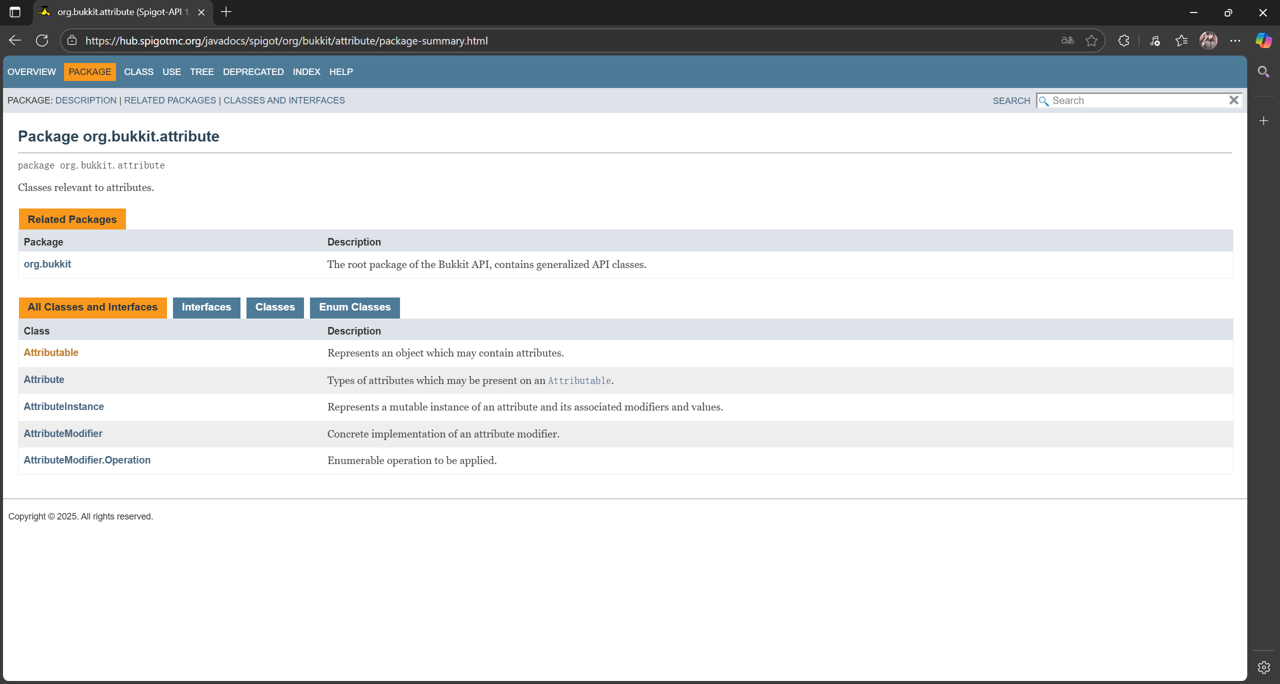 JavaDoc 包界面